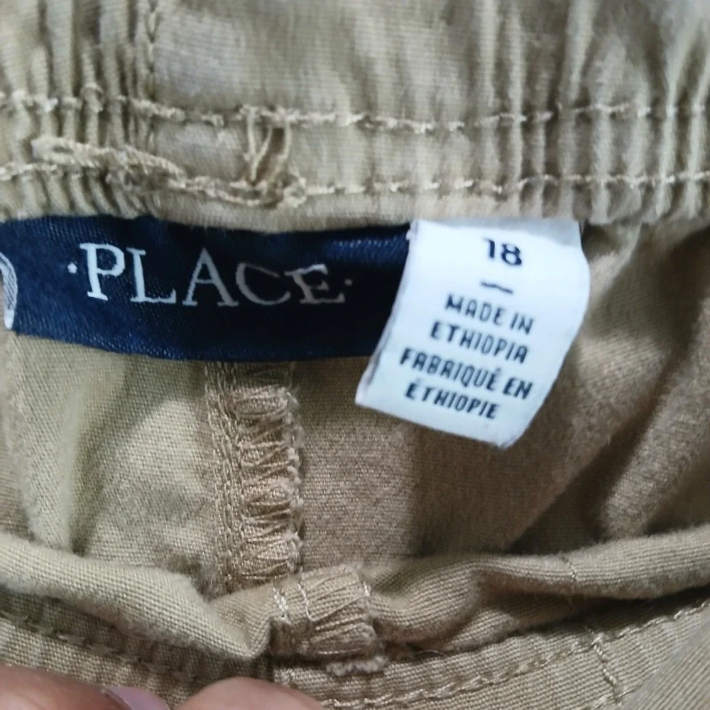 Place Jogger‎ Pants Youth Size 18 Beige Stretch Classic Fit Drawstring Waist